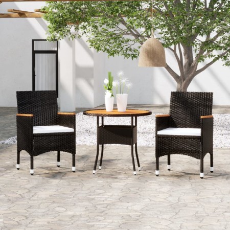 Juego de comedor de jardín 3 piezas ratán sintético negro de vidaXL, Conjuntos de jardín - Ref: Foro24-3058486, Precio: 217,5...