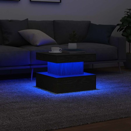 Mesa de centro con luces LED roble negro 50x50x40 cm de , Mesas de centro - Ref: Foro24-862255, Precio: 71,04 €, Descuento: %