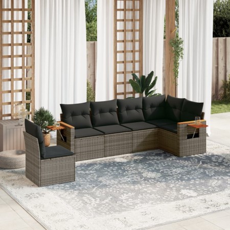 Set de muebles de jardín 6 pzas y cojines ratán sintético gris en Conjuntos de jardín | Comprar online en Foru.es