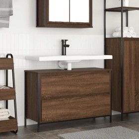 Mueble de baño con lavabo y cajones roble marrón 90x34,5x60 cm de , Tocadores de baño - Ref: Foro24-861881, Precio: 81,32 €, ...