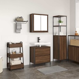 Set de muebles baño 2 pzas madera contrachapada marrón roble de , Muebles de baño - Ref: Foro24-3328368, Precio: 126,95 €, De...