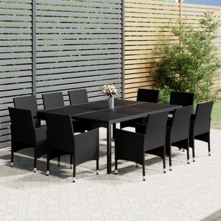 Juego de comedor de jardín 11 piezas ratán sintético negro de vidaXL, Conjuntos de jardín - Ref: Foro24-3058562, Precio: 817,...