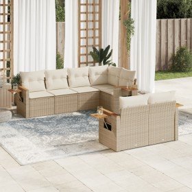 Set sofás de jardín 7 piezas y cojines ratán sintético beige en Conjuntos de jardín | Comprar online en Foru.es