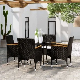Juego de comedor para jardín 5 piezas ratán sintético negro de vidaXL, Conjuntos de jardín - Ref: Foro24-3058494, Precio: 322...