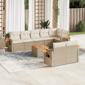 Set de sofás de jardín 9 pzas con cojines ratán sintético beige en Conjuntos de jardín | Comprar online en Foru.es