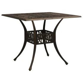 Mesa de jardín aluminio fundido color bronce 90x90x73 cm de vidaXL, Mesas de jardín - Ref: Foro24-315588, Precio: 230,78 €, D...