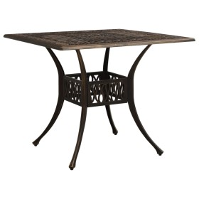 Mesa de jardín aluminio fundido color bronce 90x90x73 cm de vidaXL, Mesas de jardín - Ref: Foro24-315588, Precio: 226,68 €, D...