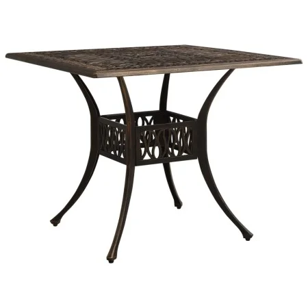Mesa de jardín aluminio fundido color bronce 90x90x73 cm de vidaXL, Mesas de jardín - Ref: Foro24-315588, Precio: 230,78 €, D...