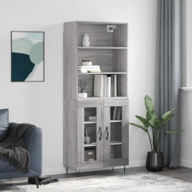 Aparador alto madera contrachapada gris sonoma 69,5x34x180 cm de , Aparadores - Ref: Foro24-3189315, Precio: 146,26 €, Descue...