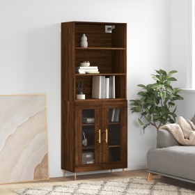Aparador alto madera contrachapada marrón roble 69,5x34x180 cm de , Aparadores - Ref: Foro24-3189308, Precio: 149,57 €, Descu...