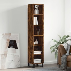 Aparador alto contrachapada roble ahumado 34,5x32,5x180 cm de , Aparadores - Ref: Foro24-3189858, Precio: 81,06 €, Descuento: %
