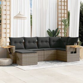 Set de muebles de jardín 6 pzas y cojines ratán sintético gris en Conjuntos de jardín | Comprar online en Foru.es