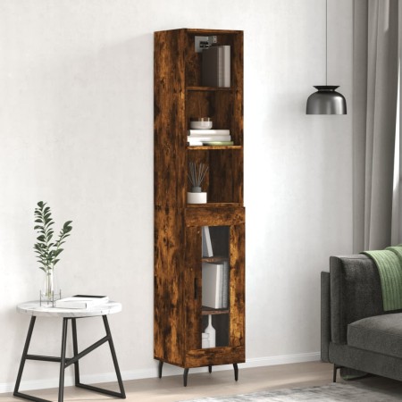 Aparador de madera contrachapada roble ahumado 34,5x34x180 cm de , Aparadores - Ref: Foro24-3189914, Precio: 89,94 €, Descuen...