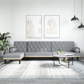 Sofá cama en forma de L tela gris claro 260x140x70 cm de , Sofás - Ref: Foro24-3157272, Precio: 401,19 €, Descuento: %