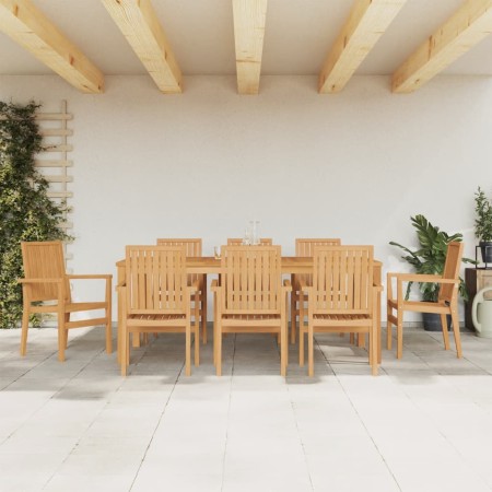 Juego de comedor para jardín 9 piezas madera maciza de teca de , Conjuntos de jardín - Ref: Foro24-3157922, Precio: 1,00 €, D...