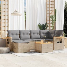 Set sofás de jardín 7 piezas y cojines ratán sintético beige en Conjuntos de jardín | Comprar online en Foru.es