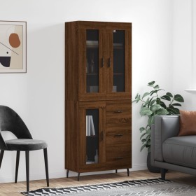 Aparador alto madera contrachapada marrón roble 69,5x34x180 cm de , Aparadores - Ref: Foro24-3198616, Precio: 178,67 €, Descu...