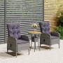 Juego de comedor para jardín 3 piezas ratán sintético gris de vidaXL, Conjuntos de jardín - Ref: Foro24-3058543, Precio: 298,...