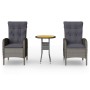 Juego de comedor para jardín 3 piezas ratán sintético gris de vidaXL, Conjuntos de jardín - Ref: Foro24-3058543, Precio: 298,...