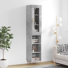 Aparador de madera contrachapada gris hormigón 34,5x34x180 cm de , Aparadores - Ref: Foro24-3199357, Precio: 89,50 €, Descuen...