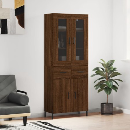 Aparador alto madera contrachapada marrón roble 69,5x34x180 cm de , Aparadores - Ref: Foro24-3198544, Precio: 199,83 €, Descu...