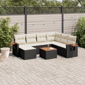 Set de sofás de jardín 8 piezas y cojines ratán sintético negro en Conjuntos de jardín | Comprar online en Foru.es