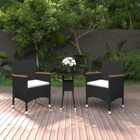 Juego de comedor de jardín 3 piezas ratán sintético negro de vidaXL, Conjuntos de jardín - Ref: Foro24-3058464, Precio: 171,4...