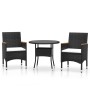 Juego de comedor para jardín 3 piezas ratán sintético negro de vidaXL, Conjuntos de jardín - Ref: Foro24-3058484, Precio: 222...