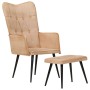 Sillón orejero con reposapiés cuero auténtico crema canela de , Sillones - Ref: Foro24-339667, Precio: 104,93 €, Descuento: %