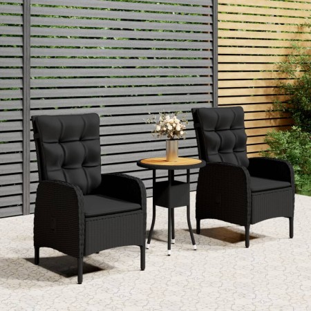 Juego de comedor para jardín 3 piezas ratán sintético negro de vidaXL, Conjuntos de jardín - Ref: Foro24-3058545, Precio: 281...