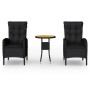 Juego de comedor para jardín 3 piezas ratán sintético negro de vidaXL, Conjuntos de jardín - Ref: Foro24-3058545, Precio: 281...