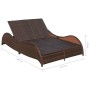 Tumbona doble con cojín de ratán sintético marrón de , Tumbonas - Ref: Foro24-41976, Precio: 403,43 €, Descuento: %