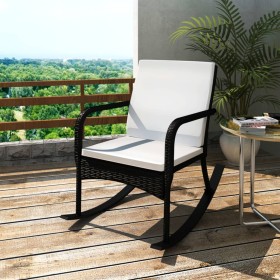 Silla mecedora de jardín ratán sintético negro de , Sillas de jardín - Ref: Foro24-42493, Precio: 91,61 €, Descuento: %