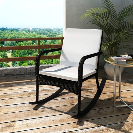 Silla mecedora de jardín ratán sintético negro de , Sillas de jardín - Ref: Foro24-42493, Precio: 91,61 €, Descuento: %
