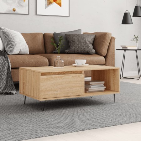 Mesa de centro madera contrachapada roble Sonoma 90x50x36,5 cm de , Mesas de centro - Ref: Foro24-830567, Precio: 63,84 €, De...