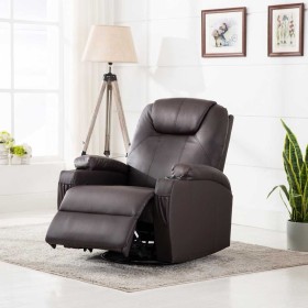 Sillón de masaje mecedora de cuero sintético marrón de , Sillones de masaje eléctricos - Ref: Foro24-246636, Precio: 589,63 €...