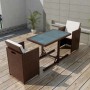 Mesa y sillas bistró jardín 3 pzas y cojines poli ratán marrón de , Conjuntos de jardín - Ref: Foro24-42540, Precio: 271,52 €...