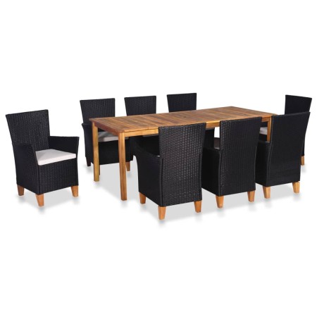 Set de comedor de jardín 9 pzas ratán sintético negro y marrón de , Conjuntos de jardín - Ref: Foro24-44102, Precio: 677,13 €...