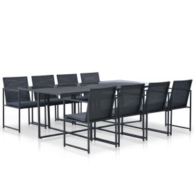 Set comedor de jardín 9 piezas y cojines ratán sintético negro de , Conjuntos de jardín - Ref: Foro24-44445, Precio: 706,07 €...