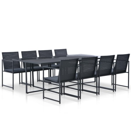 Set comedor de jardín 9 piezas y cojines ratán sintético negro de , Conjuntos de jardín - Ref: Foro24-44445, Precio: 706,07 €...