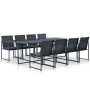 Set comedor de jardín 9 piezas y cojines ratán sintético negro de , Conjuntos de jardín - Ref: Foro24-44445, Precio: 706,07 €...