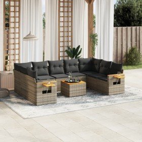 Set de sofás de jardín 10 pzas con cojines ratán sintético gris en Conjuntos de jardín | Comprar online en Foru.es