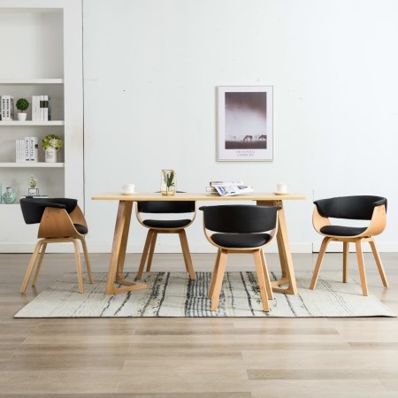 Sillas de comedor 4 uds madera curvada cuero sintético negro de , Sillas de comedor - Ref: Foro24-278734, Precio: 721,12 €, D...