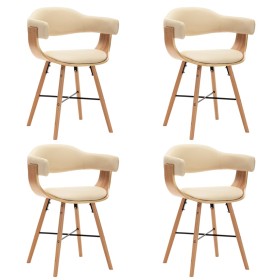 Sillas de comedor 4 uds cuero sintético y madera curvada crema de , Sillas de comedor - Ref: Foro24-279497, Precio: 602,58 €,...