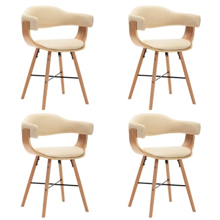 Sillas de comedor 4 uds cuero sintético y madera curvada crema de , Sillas de comedor - Ref: Foro24-279497, Precio: 602,58 €,...
