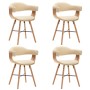 Sillas de comedor 4 uds cuero sintético y madera curvada crema de , Sillas de comedor - Ref: Foro24-279497, Precio: 602,58 €,...