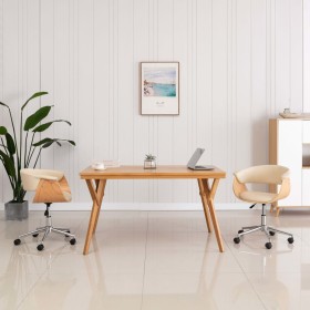 Silla de comedor giratoria madera curvada cuero sintético crema de , Sillas de comedor - Ref: Foro24-287399, Precio: 204,44 €...