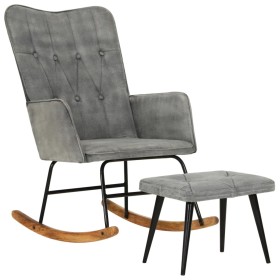 Mecedora con taburete lona vintage gris de , Mecedoras - Ref: Foro24-339701, Precio: 114,12 €, Descuento: %