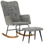 Mecedora con taburete lona vintage gris de , Mecedoras - Ref: Foro24-339701, Precio: 114,12 €, Descuento: %