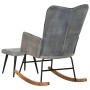 Mecedora con taburete lona vintage gris de , Mecedoras - Ref: Foro24-339701, Precio: 114,12 €, Descuento: %